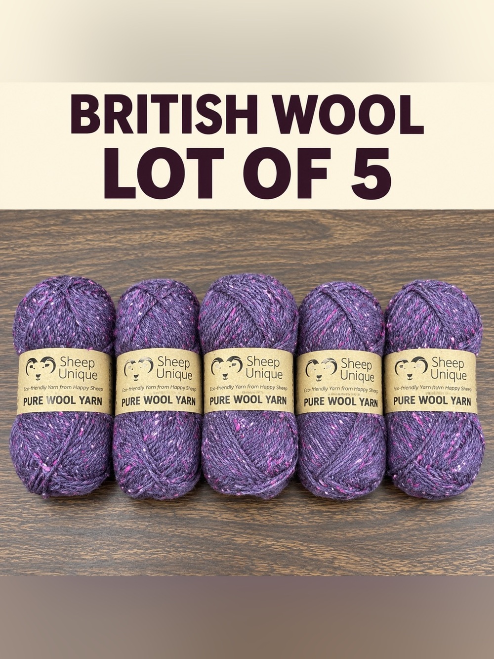 Sheep Unique Distilled DK British Wool Tweed Yarn Slainte Lot of 5